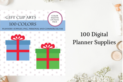 Gift clipart&2C; Gift Present planner stickers&2C; Christmas gift clipart