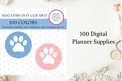 100 Dog&amp;&23;039;s Paw Dot clipart&2C; Vet planner stickers&2C; Dog&amp;&23;039;s Paw clipart