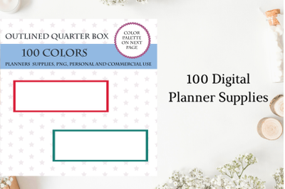 100 Outlined quarter box planner stickers clipart&2C; Quarter box stickers