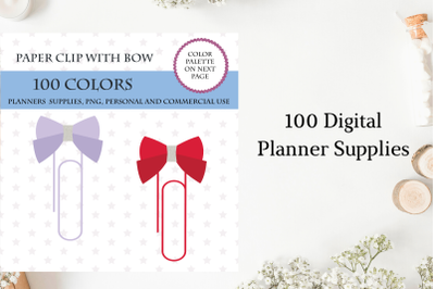 100 Paper Clip With Bow clipart&2C; Paper clipart&2C; Bow clipart