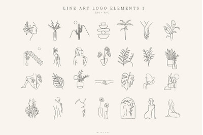Line Art Logo Elements, Logo Design, Business, Illustration, One line