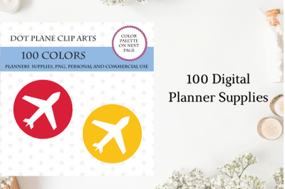 100 Plane Dot clipart&2C; Plane planner stickers