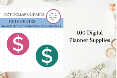 Round Dollar Dot clipart&2C; Money planner sticker&2C; Dollar cliparts