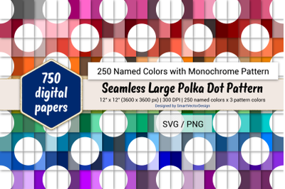 Seamless Large Polka Dot Paper - 250 Colors with Pattern