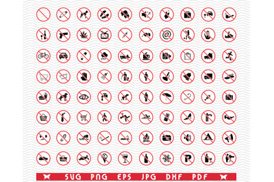 SVG Signs Prohibition, Warning Danger, Digital clipart