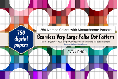 Seamless Very Large Polka Dot Paper-250 Colors with Pattern