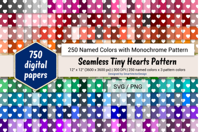 Seamless Tiny Hearts Digital Paper - 250 Colors with Pattern