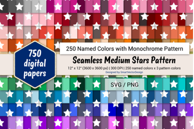 Seamless Medium Stars Paper-250 Colors with Pattern