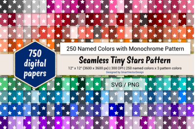 Seamless Tiny Stars Digital Paper - 250 Colors with Pattern