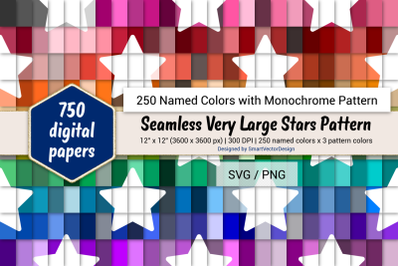 Seamless Very Large Stars Paper - 250 Colors with Pattern