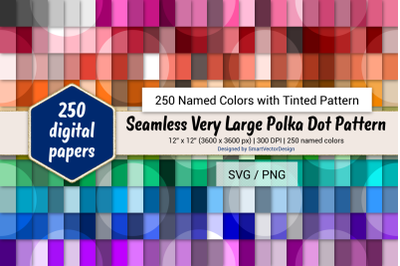Seamless Very Large Polka Dot Paper - 250 Colors Tinted