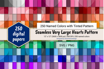 Seamless Very Large Hearts Pattern Paper-250 Colors Tinted