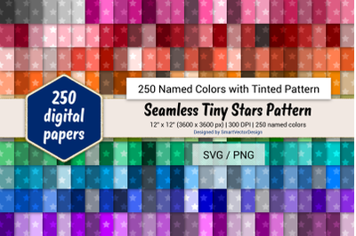 Seamless Tiny Stars Pattern Digital Paper-250 Colors Tinted