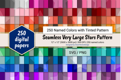 Seamless Very Large Stars Pattern Paper - 250 Colors Tinted