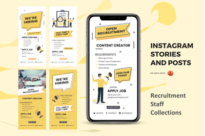 Instagram stories &amp;amp; posts powerpoint template - recruitment collection