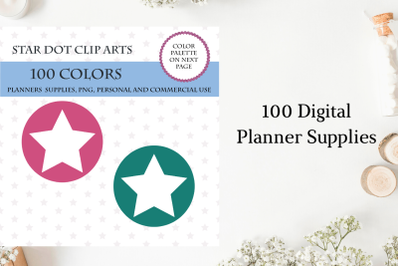 Star Round Dot clipart&2C; Star planner sticker