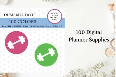 Dumbbell Round Dot clipart, Dumbbell planner sticker