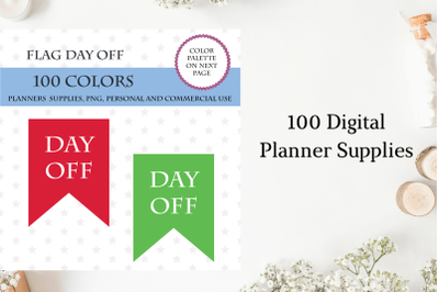 100 Flags Day Off Clipart&2C; Day Off Banner art&2C; Bunting clip art