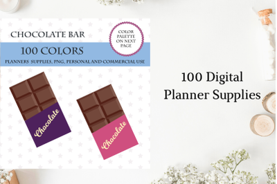 100 Chocolate Bar clipart&2C; Chocolate stickers&2C; Sweetness clipart&2C; Baking planner sticker