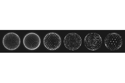 Abstract grid sphere. Realistic 3D globes set with dots and net or wir