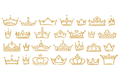 Gold sketch crowns, hand drown royal diadems for queen, princess, winn