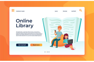 Online library or web archive. Digital education, ebook reading, study