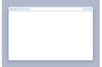 Browser window. Blank web interface mock screen internet webpage mocku