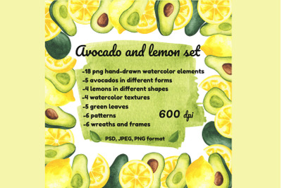 Avocado and lemon set
