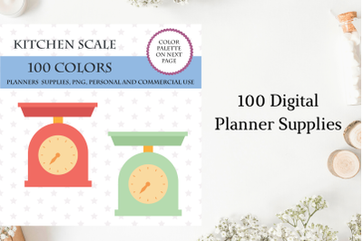 100 Kitchen Scale Clipart&2C; Food art digital&2C; Kitchen utensils clip art