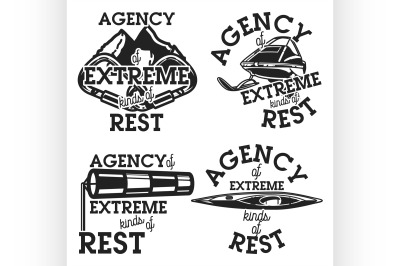 Vintage agency of extreme kinds of rest emblems