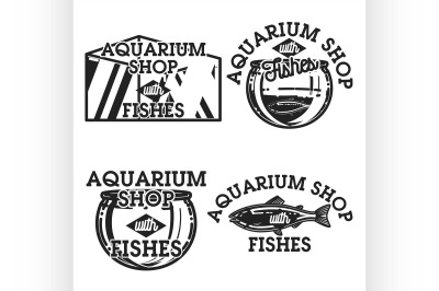 Color vintage aquarium shop emblems