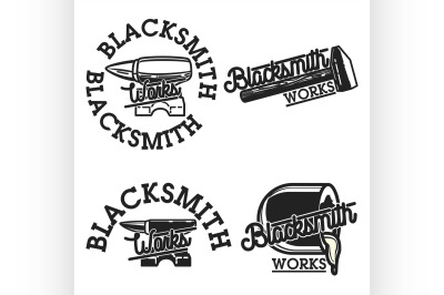 Color vintage blacksmith emblems