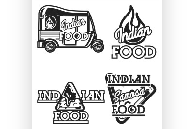 Color vintage indian food emblems