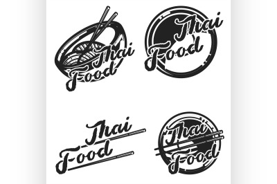 Color vintage thai food emblems