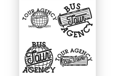Color vintage tour agency emblems