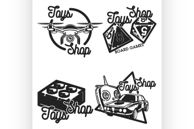 Color vintage toys shop emblems