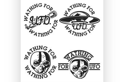 Color vintage UFO emblems