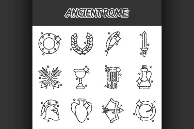 Ancient rome cartoon icons set