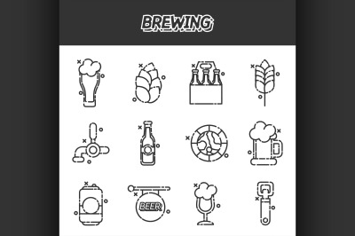 Brewing cartoon icons set