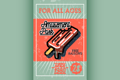 Color vintage Amusement park banner.