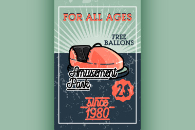 Color vintage Amusement park banner.