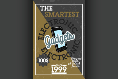 Color vintage electronic gadgets banner