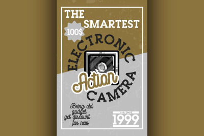 Color vintage electronic gadgets banner