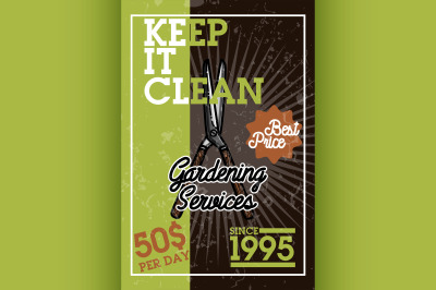 Color vintage gardening services banner