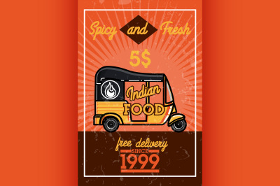 Color vintage indian food banner