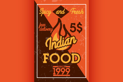 Color vintage indian food banner