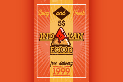 Color vintage indian food banner