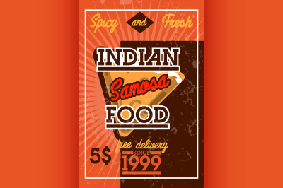 Color vintage indian food banner