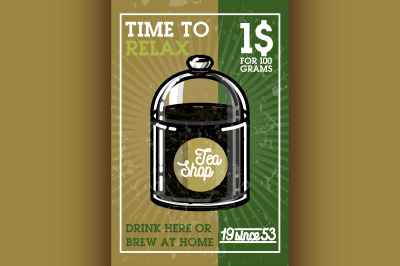Color vintage tea shop banner