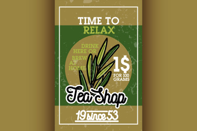 Color vintage tea shop banner